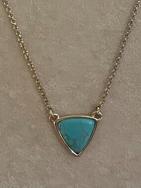 Lauren Ralph Lauren Turquoise Look Triangle Pendant Necklace Gold Tone 19"